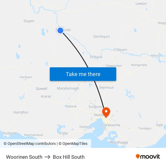 Woorinen South to Box Hill South map