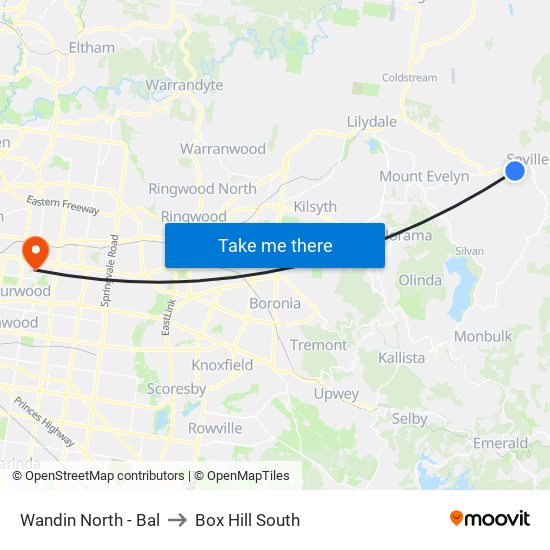 Wandin North - Bal to Box Hill South map