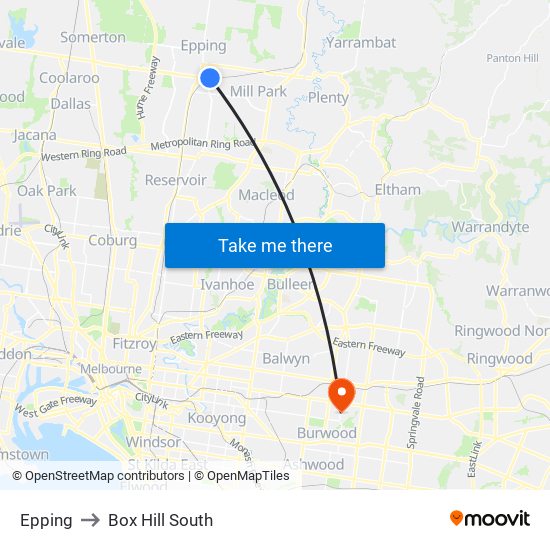 Epping to Box Hill South map