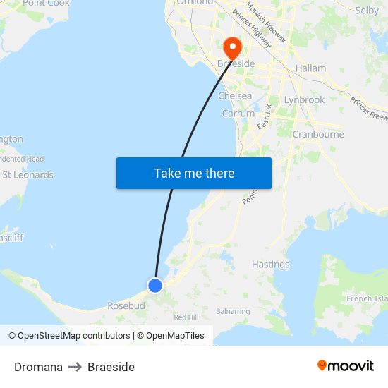 Dromana to Braeside map