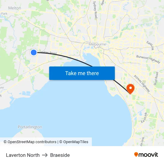 Laverton North to Braeside map