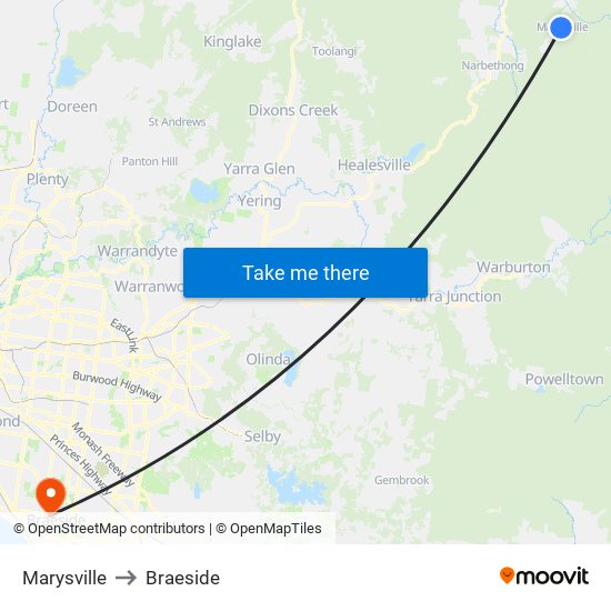 Marysville to Braeside map