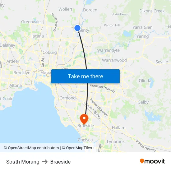 South Morang to Braeside map