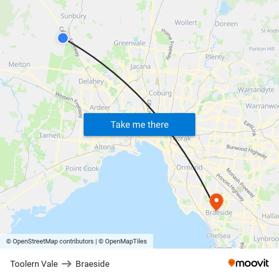 Toolern Vale to Braeside map