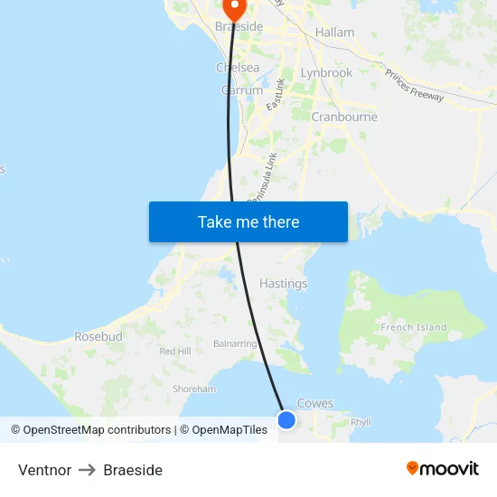 Ventnor to Braeside map