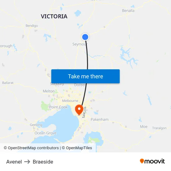 Avenel to Braeside map