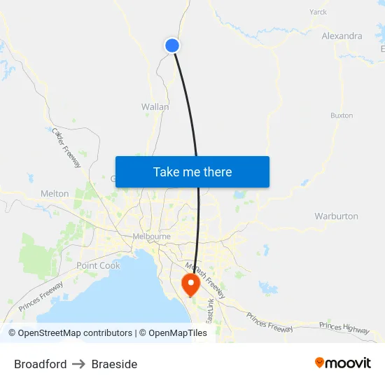 Broadford to Braeside map