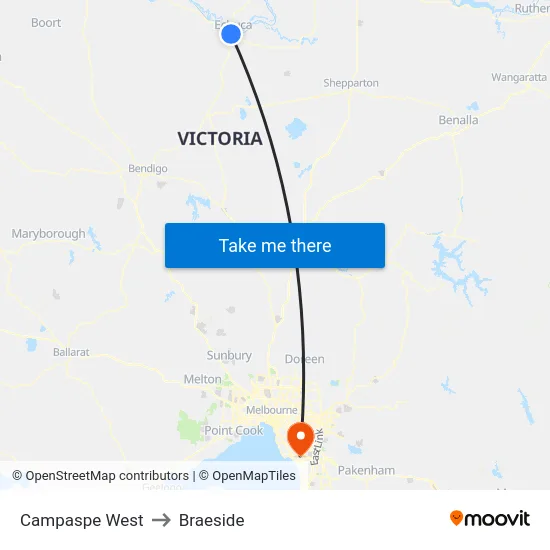 Campaspe West to Braeside map