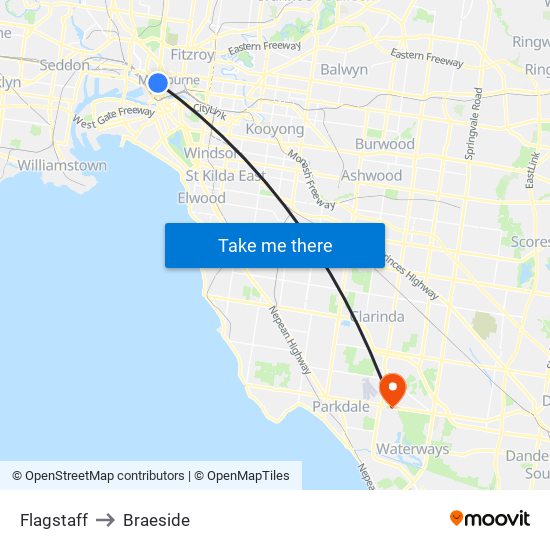 Flagstaff to Braeside map