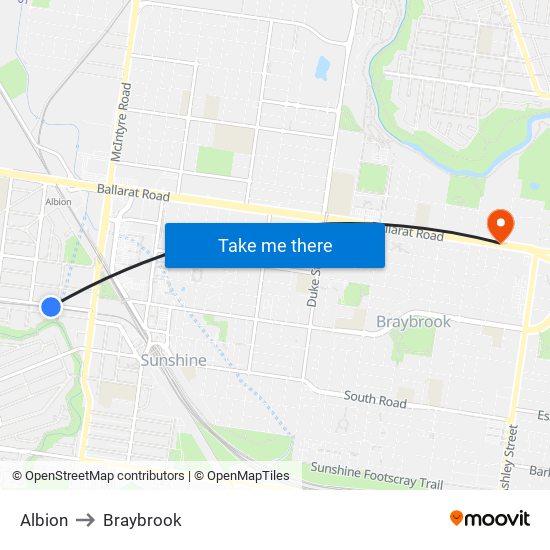 Albion to Braybrook map