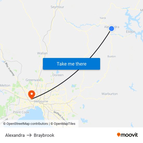 Alexandra to Braybrook map