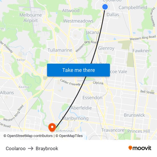 Coolaroo to Braybrook map