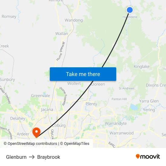 Glenburn to Braybrook map