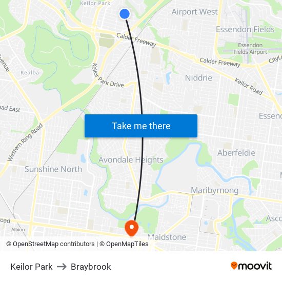 Keilor Park to Braybrook map