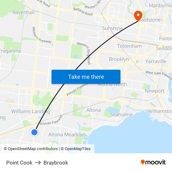 Point Cook to Braybrook map