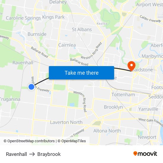 Ravenhall to Braybrook map