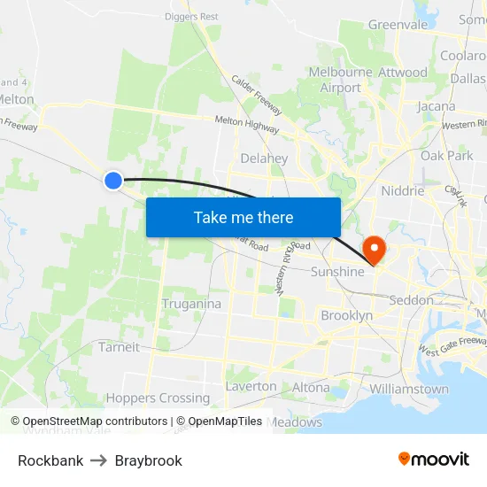 Rockbank to Braybrook map