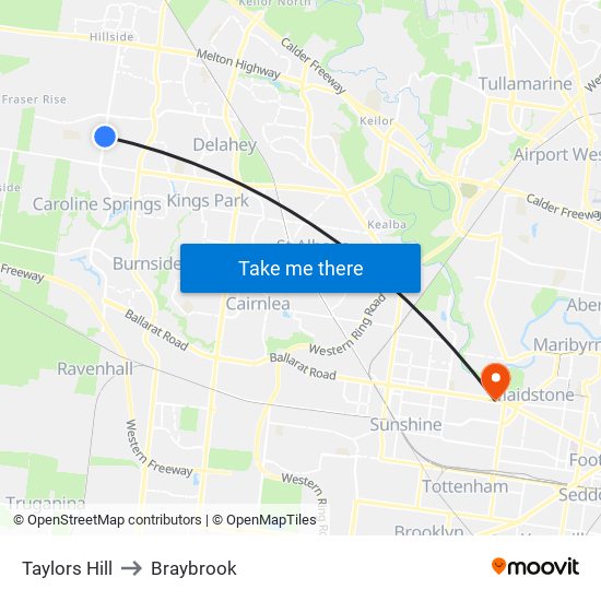 Taylors Hill to Braybrook map