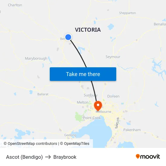 Ascot (Bendigo) to Braybrook map