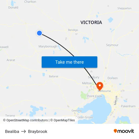 Bealiba to Braybrook map