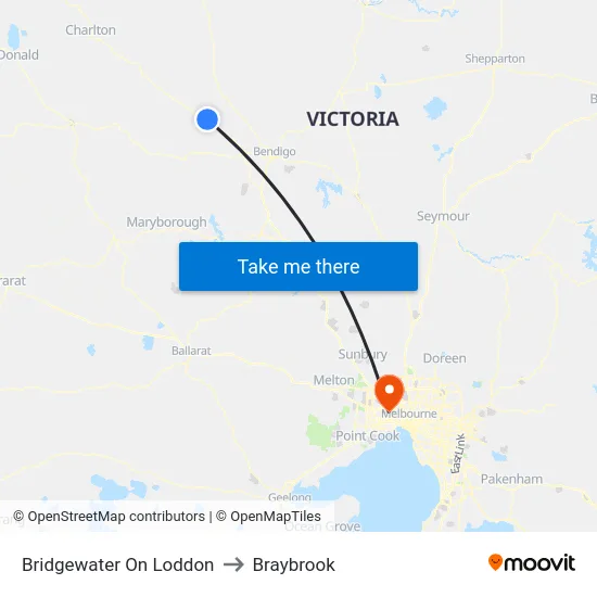 Bridgewater On Loddon to Braybrook map