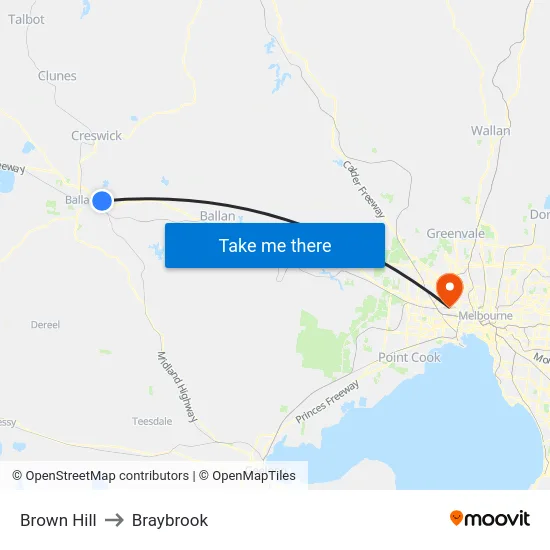 Brown Hill to Braybrook map