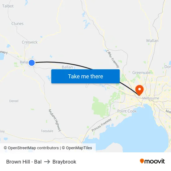 Brown Hill - Bal to Braybrook map