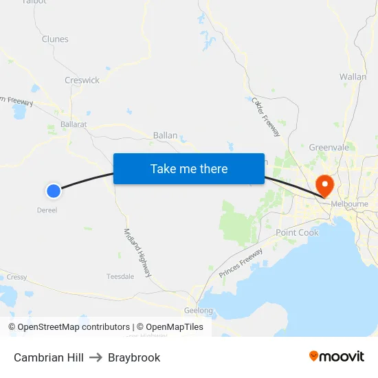 Cambrian Hill to Braybrook map