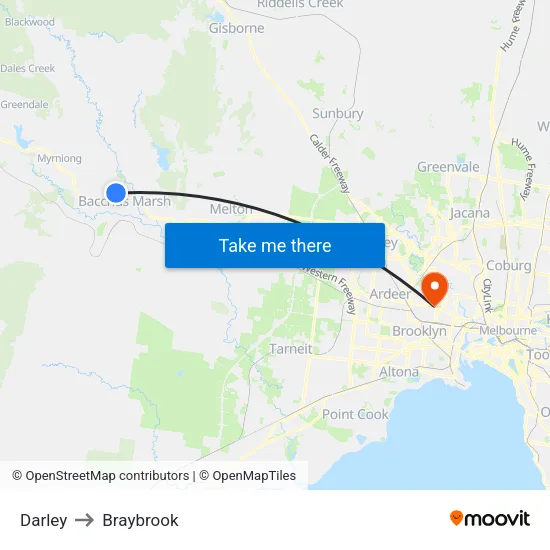 Darley to Braybrook map