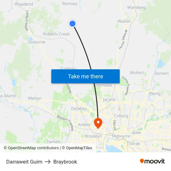 Darraweit Guim to Braybrook map