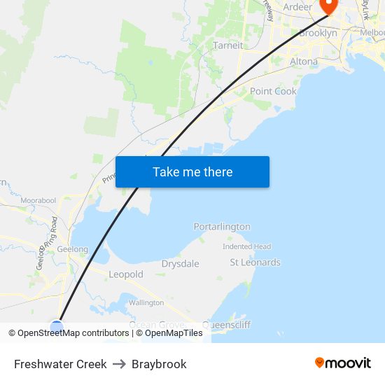 Freshwater Creek to Braybrook map