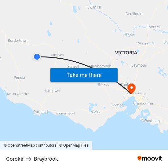 Goroke to Braybrook map