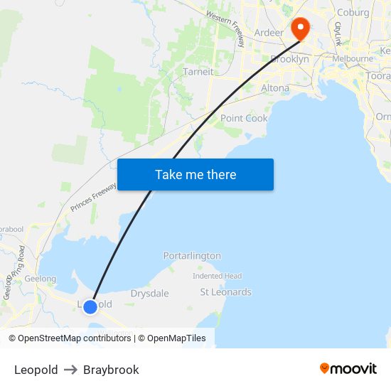 Leopold to Braybrook map