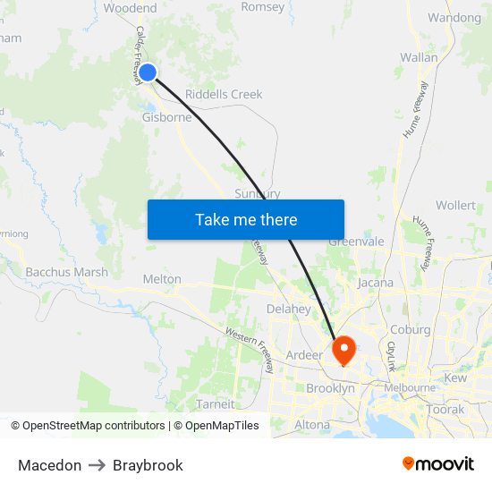 Macedon to Braybrook map