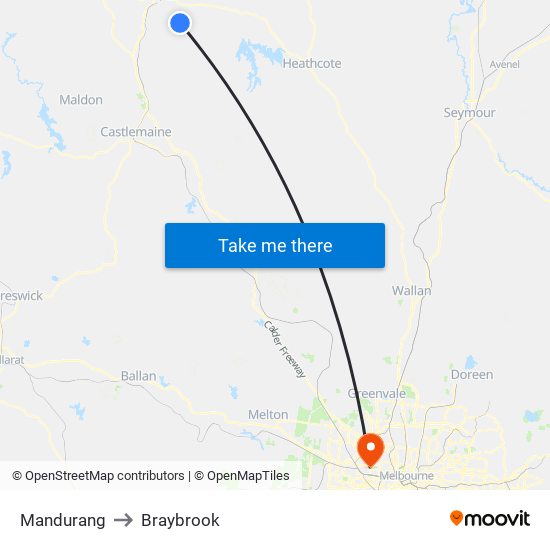 Mandurang to Braybrook map