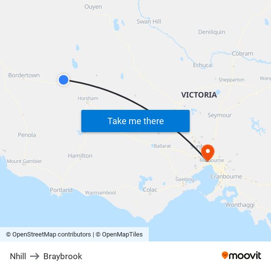 Nhill to Braybrook map