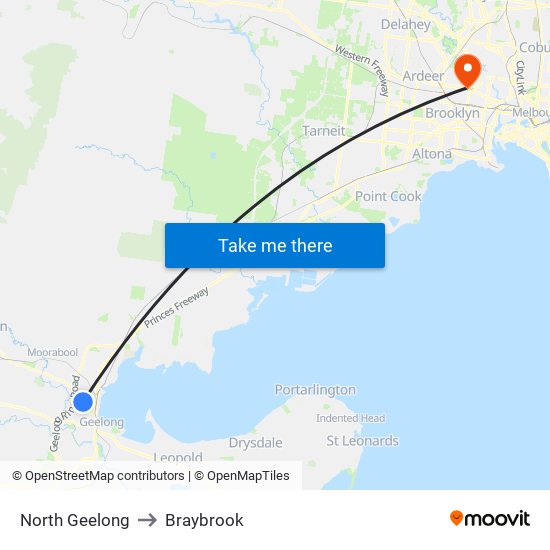 North Geelong to Braybrook map