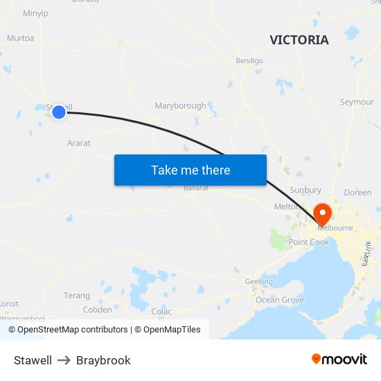 Stawell to Braybrook map