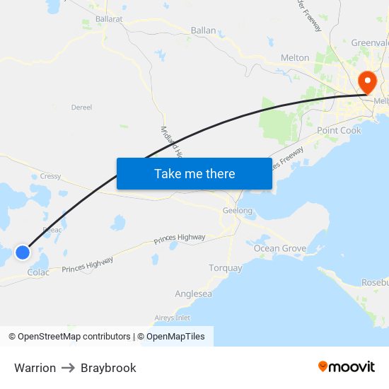 Warrion to Braybrook map