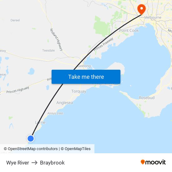 Wye River to Braybrook map