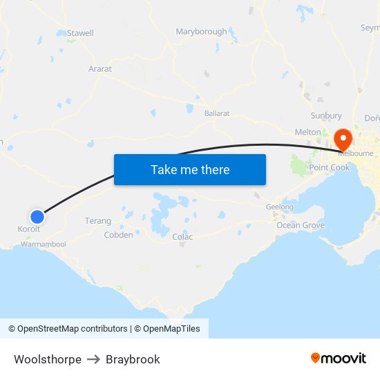 Woolsthorpe to Braybrook map