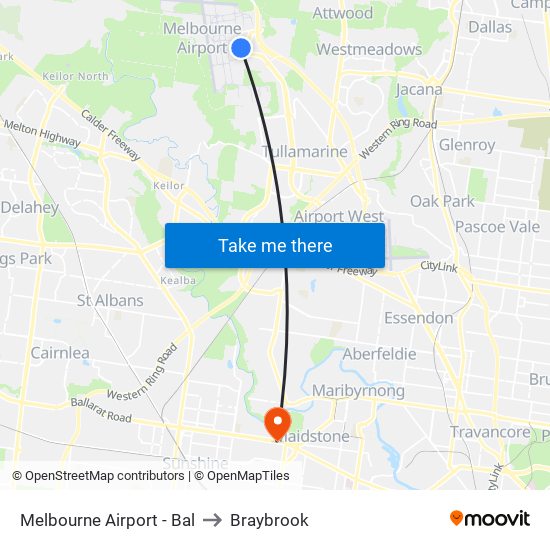 Melbourne Airport - Bal to Braybrook map