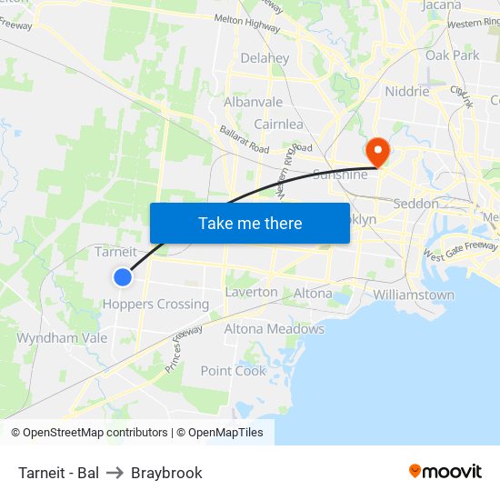 Tarneit - Bal to Braybrook map