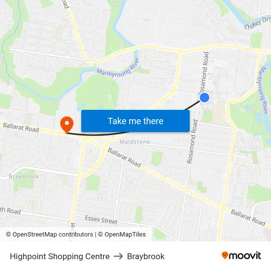 Highpoint Shopping Centre to Braybrook map