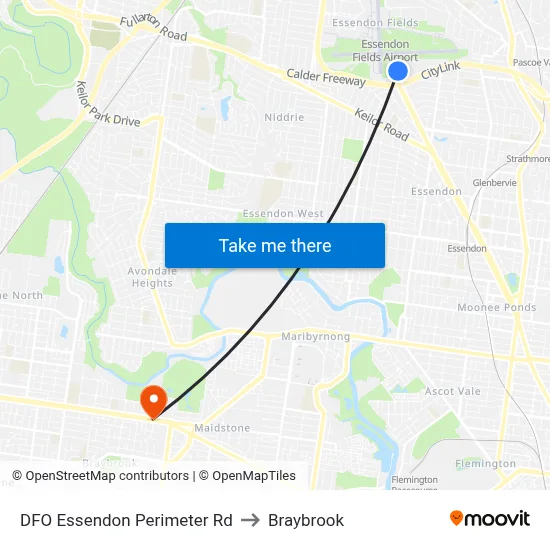 DFO Essendon Perimeter Rd to Braybrook map
