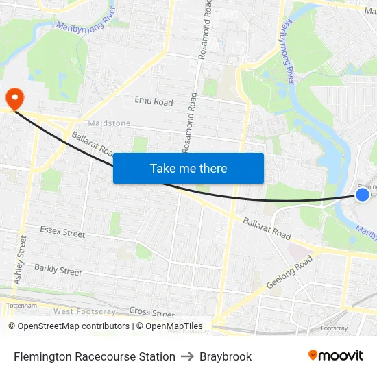 Flemington Racecourse Station to Braybrook map