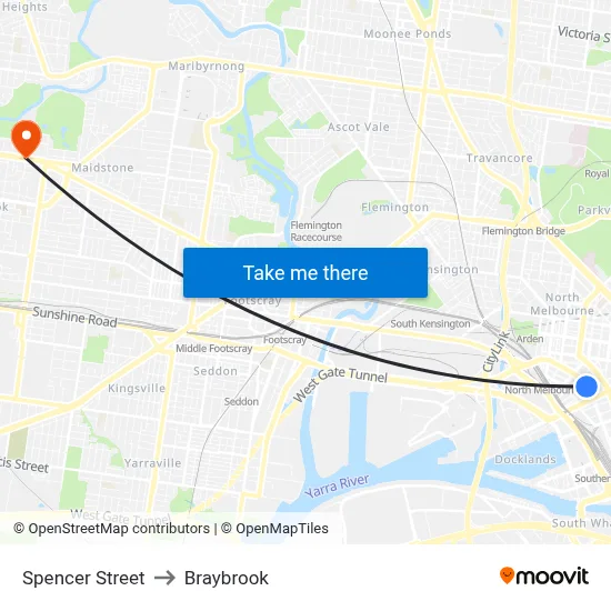 Spencer Street to Braybrook map