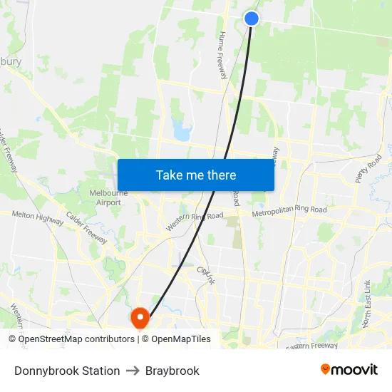 Donnybrook Station to Braybrook map