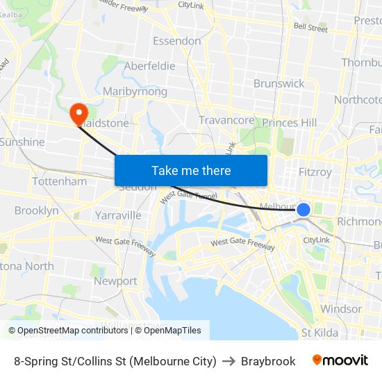 8-Spring St/Collins St (Melbourne City) to Braybrook map