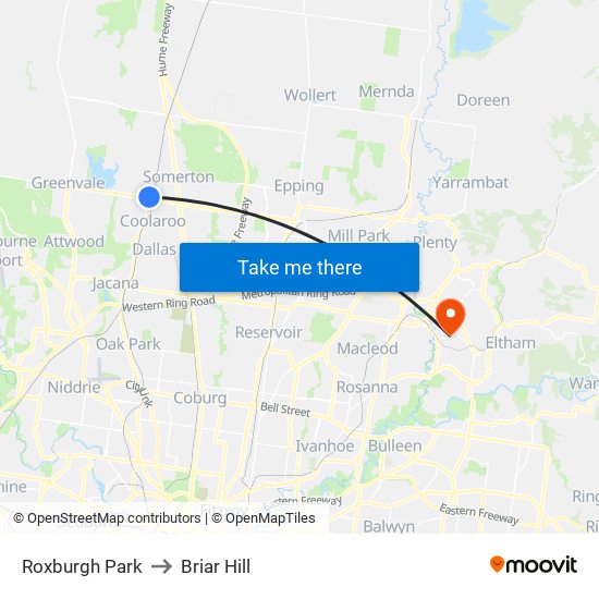 Roxburgh Park to Briar Hill map